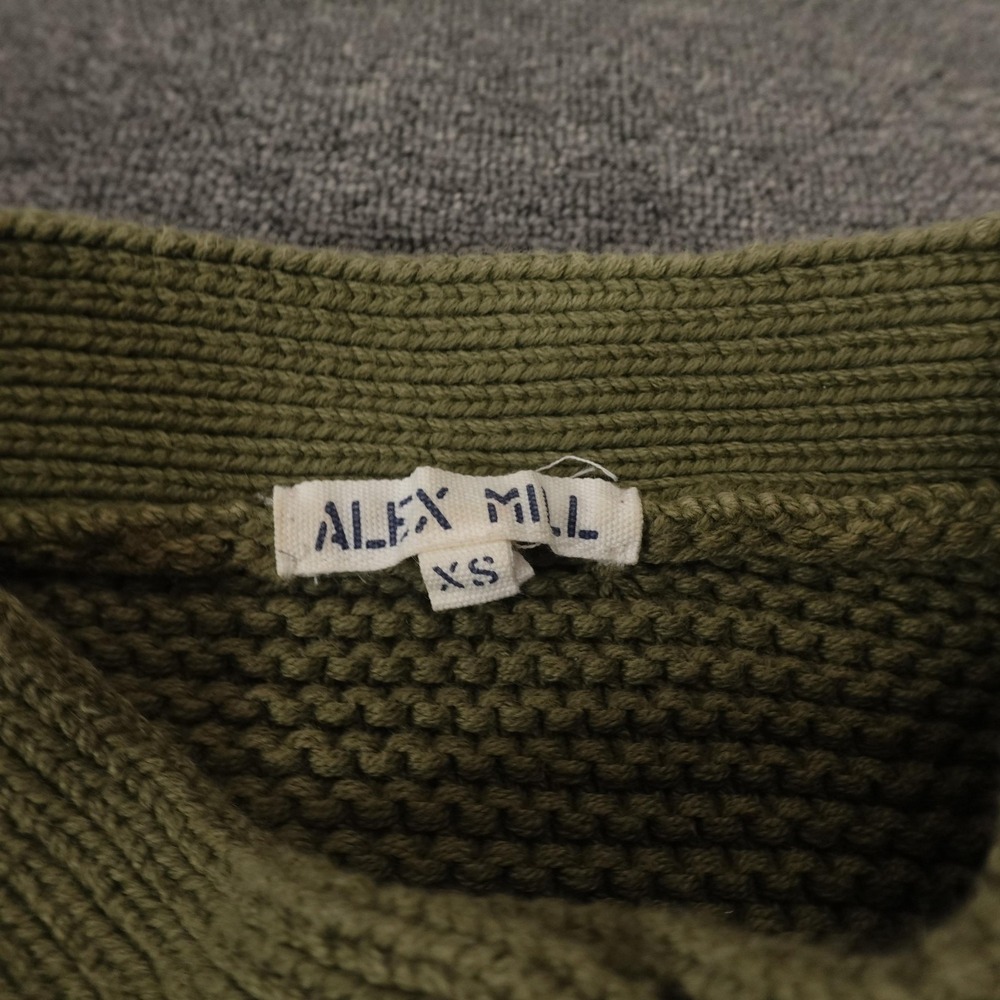 Alex Mill Cardigan Sweater Womens XS Green Nico Chunky Mock Neck Button Knit - Picture 4 of 13